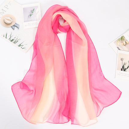 Summer Thin Silk Scarf Soft Breathable Small Qiao Qi Scarf Rainbow Gradient Color Scarf Women's Sunscreen Shawl Etiquette Silk Scarf