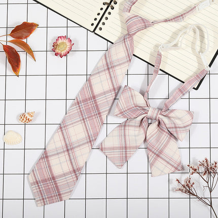 Japanese Plaid JK Tie Tie Set Women's College Style Graduation Photo Free Accessories Korean Style Bow Mariners Suit