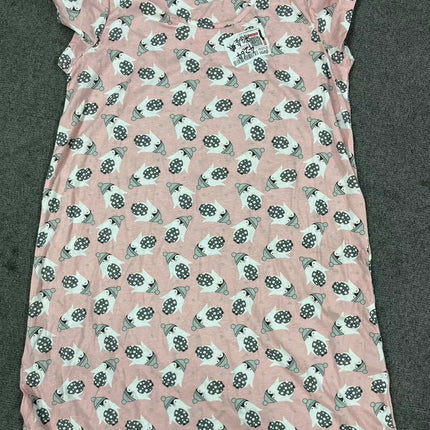2025 European and American Amazon Spring and Summer New Short-Sleeved Cartoon Printed Nightgown Home Wear Women's Casual Style Dress