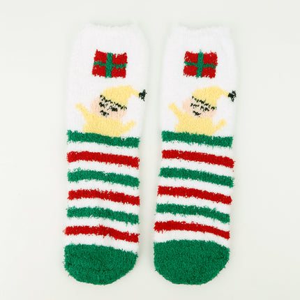 Autumn and winter new Christmas socks coral velvet socks cartoon elk half velvet socks sleep floor socks cross-border wholesale