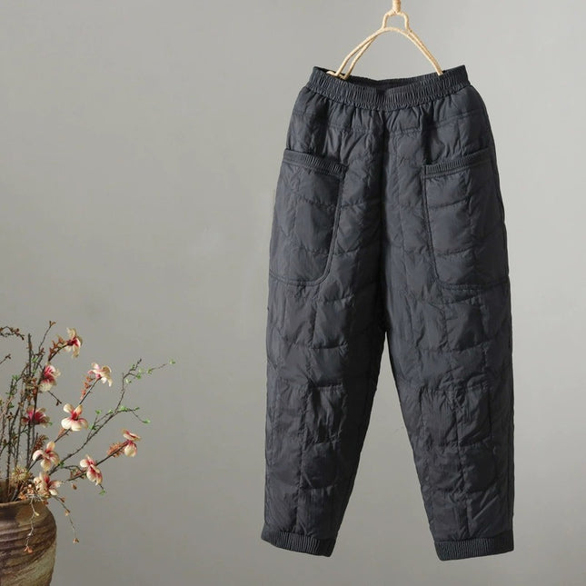 Winter Artistic Elastic Waist Cold-Resistant Thickened Warm Cotton Pants Harem Versatile Fashionable Cold-Proof Casual Boot Pants for Women