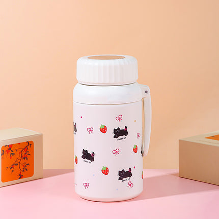 Cartoon cute high-value large-capacity new thermos stainless steel outdoor sports portable rope coffee cup