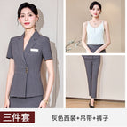 Gray suit + suspenders + pants / S