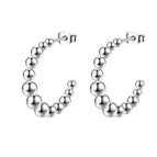 C- shaped solder bead earrings steel color MS-035