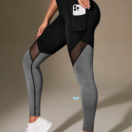 Women's High-Waisted Yoga Pants with Phone Pocket - Black &
