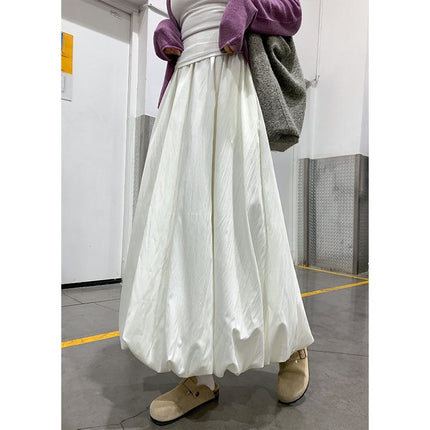 Dipai Flower Bud Skirt Nine-Point Tutu Skirt Summer Mid-Length Commuter Skirt Long Drapey High Waist Loose