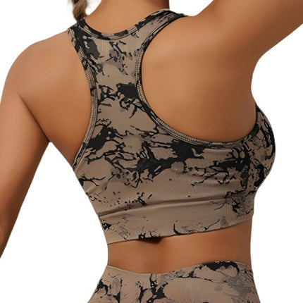 Cross-Border Seamless Tie-Dye Yoga Wear Beautiful Back Sports Bra High Waist Peach Butt Lift Fitness Tights Suit for Women