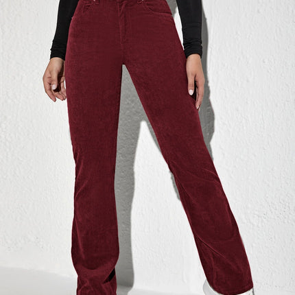 European and American Foreign Trade Hot-Selling High-Waisted Flared Corduroy Casual Pants for Women, Retro Skinny Pants, Fashionable Bell-Bottoms, Versatile
