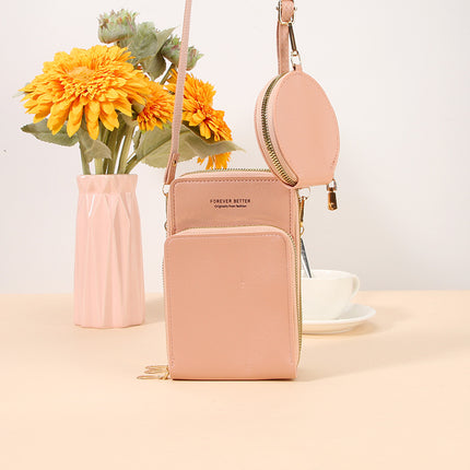 Two-Piece Mobile Phone Bag Large Capacity Multi-Functional Solid Color Fashionable Simple Shoulder Small Bag Touch Screen Crossbody Women's
