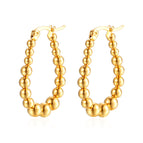 Gold oval earrings welded bead earrings ms-344d