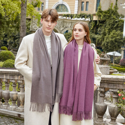 Couple Scarf Women's Winter High-End Wool Scarf Solid Color Versatile Men's Shawl Korean Cashmere Scarf Wholesale
