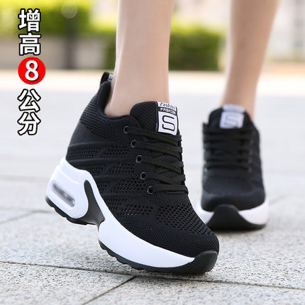 Spring and Autum Small Soft-Soled Inner Height-Increasing Women's Shoes 8cm Breathable Sports Shoes Lightweight Thick-Soled Casual Travel Shoes for Women