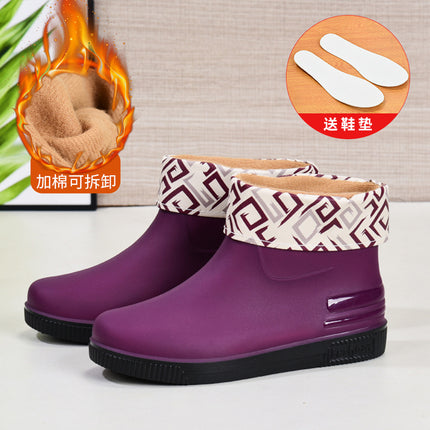Cross-Border Hot-Selling Women's Rain Boots, Women's Short Outer Water Shoes, Warm Low-Cut Rain Boots, Waterproof Boots, Rubber Shoes, Overshoes Wholesale