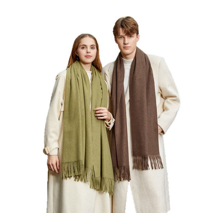 Wool Scarf Shawl High-End Versatile Cashmere Scarf Women's Autumn and Winter Thickened Couple Style Solid Color Scarf Wholesale