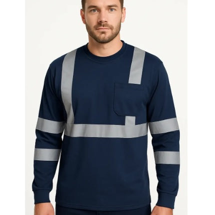 Site work clothes wholesale breathable sweat-absorbent fast cotton T-shirt dry outdoor safety construction tooling reflective strip T-shirt