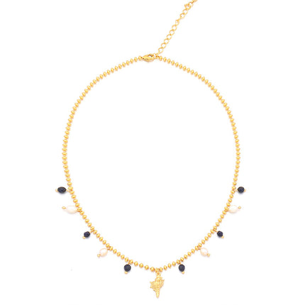 Lishan Versatile Bowknot Accessories Titanium Steel Metal Chain Series Layered Natural Stone Necklace Clavicle Chain for Women