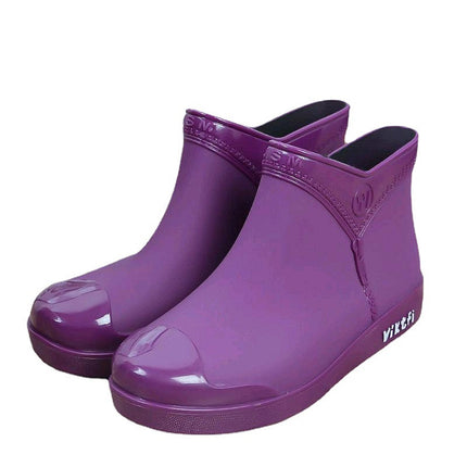 Women's Fashionable Low-rise Flat Rain Boots Cotton Rain Boots for Outer Wear Korean Style Fashionable Low-rise Women's Shoes for Kitchen Work