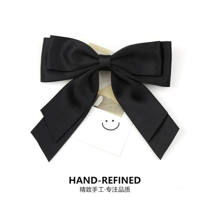 Super Fairy Elegant Black Big Bow Hairpin Ponytail on the Back of the Head Simple Elegant High-End French Spring Clip