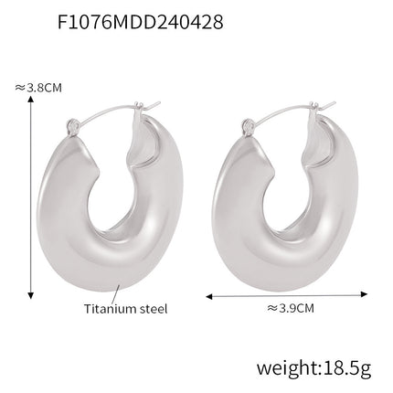 European and American Star Internet Celebrant Same Style Earrings Fashionable Titanium Steel Thick Ring Simple Design All-match Fashionable C- shaped Earrings