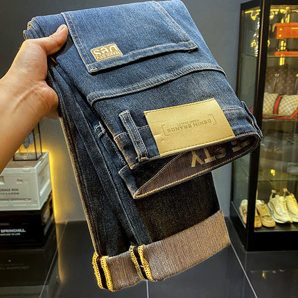 Jeans Men's 2024 New Spring and Autumn Washed Vintage Stretch American Slim-fit Small Leg Casual High-end Long Pants