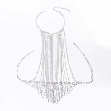 European and American Cross-border Women's Metal Aluminum Chain Halter Necklace Sexy Nightclub Performance Body Chain Top Vest Accessories