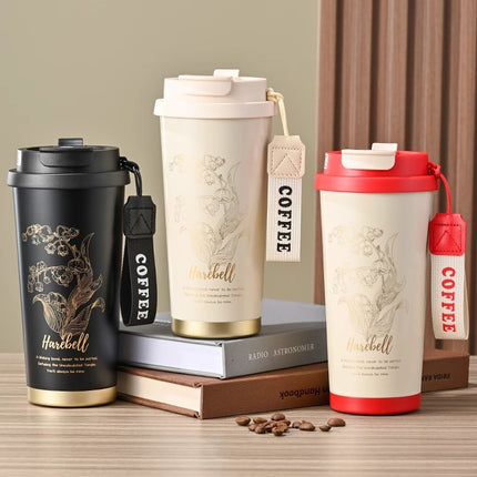 316 stainless steel Lily of the valley coffee cup double vacuum thermos cup high color value outdoor portable accompanying double drinking cup