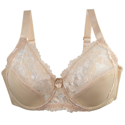 European and American plus size bra lace push up steel ring underwear cross-border adjustable big chest small breast bra
