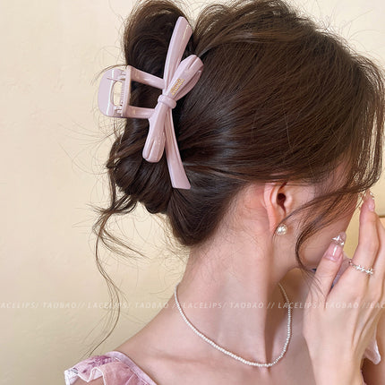 Ribbon Bow Grab Clip Women's 2024 New Large Hair Clip High-grade Hair Shark Clip Headwear