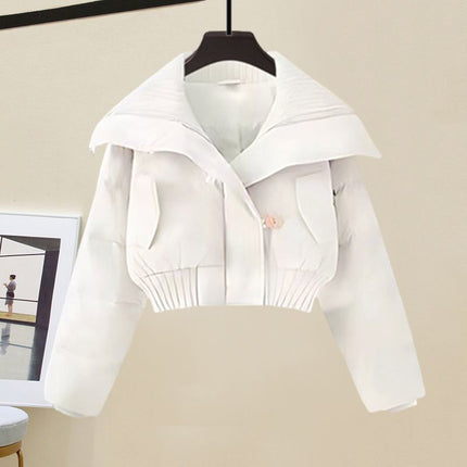 Winter wear small cotton-padded jacket coat with a set of new autumn and winter thick wool skirt two-piece suit