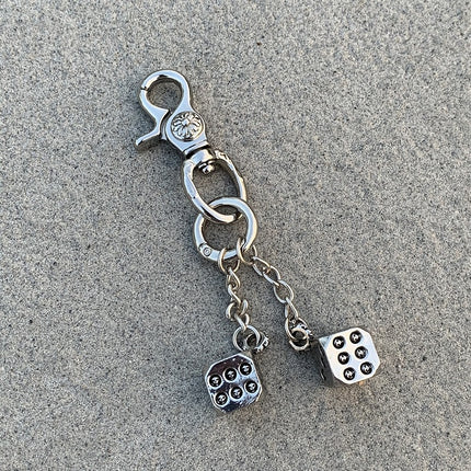 Vintage Floral Heavy-Duty Keychain Dice Pendant Accessory Bag Charm Trendy Niche Style
