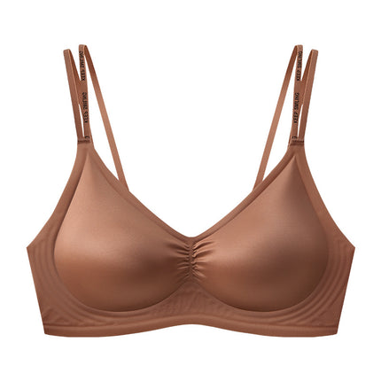 Light Luxury Silk and Satin bra Cross Beautiful Back Thin Soft Support Letter Shoulder Bra Live Daifa Underwear Foreign Trade Cross
