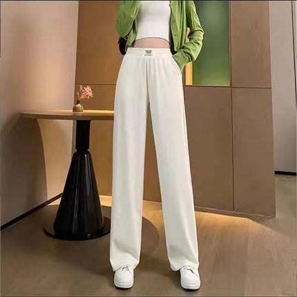 Summer Elegant Artistic Casual Pants Trendy Women's Lazy Fashion Popular All-match New Ice Silk Pants Simple Wide-leg Pants