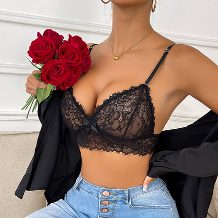 Sexy European and American Summer New V Neck Lace Backless Suspender Intimates Vest See-Through Tube Top Elegant Slim Fit