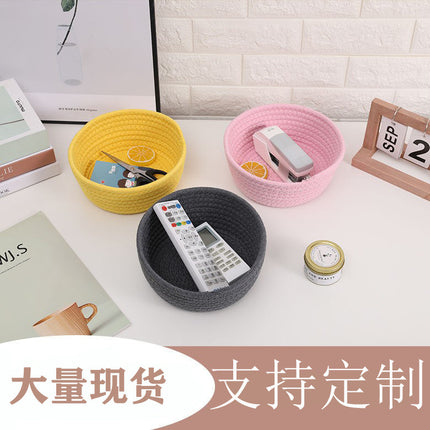 Cotton Woven Fabric Desktop Storage Basket Snack Toy Cosmetics Storage Office Desktop Storage Basket Entrance Miscellaneous