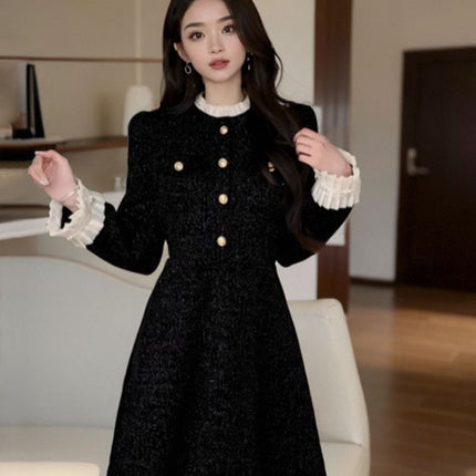 Chinese New Year's War Gown New Year Red Fragrance Style dress Women's Autumn and Winter Small Annual Meeting Dress Light Luxury