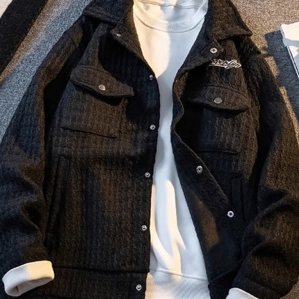 American-style High Street Retro Plaid Jacket Men's High-grade Feeling Fucked Handsome Loose Waffled Jacket Home Figure# XXF009