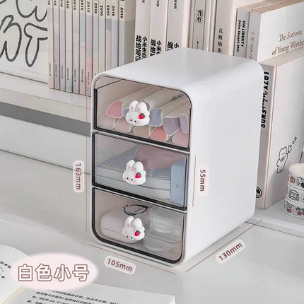 Cute Desktop Transparent Drawer Type Storage Box Student Desk Stationery Finishing Box Office Sundries Storage Box