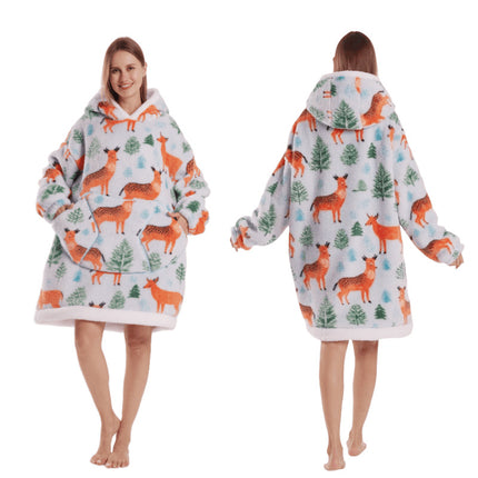 Temutk New Fruit-Themed Adult Sleepwear Autumn and Winter Thermal Wear Unisex Hooded Loungewear Couple Pajamas