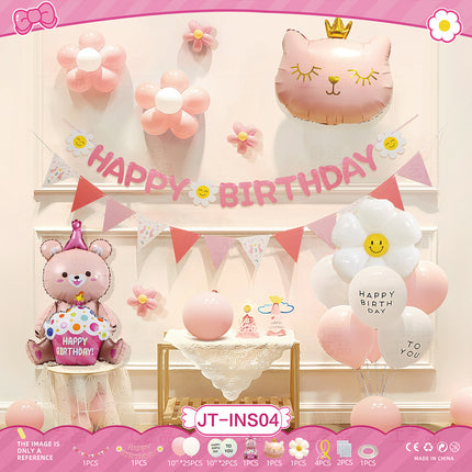 Cross-Border Ins Style Kidsren's Birthday Scene Decoration Boys and Girls Balloons Family Simple Party Ritual Sense