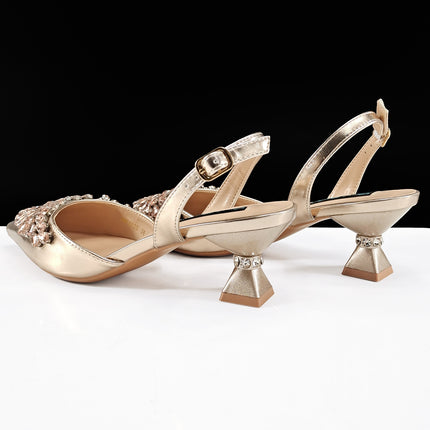 Queenyan Export Mirror Large Diamond Clutch and Women's High-Heeled Shoes Combination Set Elegant and Simple Banquet