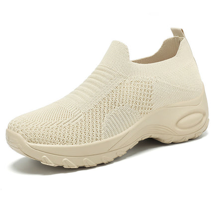 Shoes Women's Casual Shoes Summer New Style Flywoven Breathable Mesh Shoes Soft Sole Comfortable Mom's Shoes Cross-Border Versatile Shoes