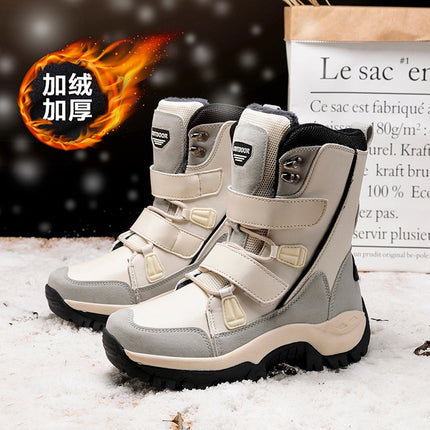 Winter Outdoor Snow Boots for Women Mid-Calf Plus Velvet Warm Mountaineering Travel Shoes Ski Shoes Snow Boots Trendy Shoes