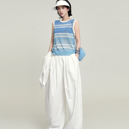 Wu Tongtong Drapey Loose Wide-Leg Straight Casual Pants for Women, Autumn Korean Style High-Waisted Slimming Floor-Length Trousers