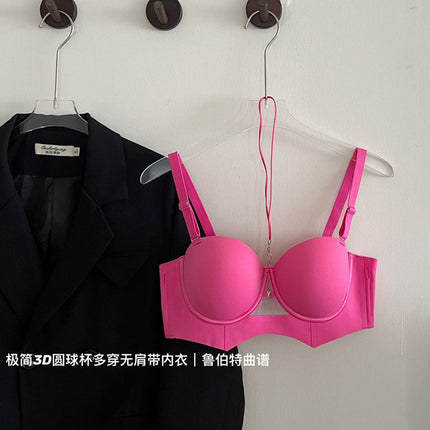 Cross-border neck lingerie women's 2024 new explosion small chest gathered to show the big autumn and winter seamless breast sexy bra