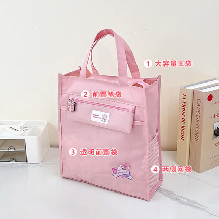 Foreign Trade Spot Simple Vertical Cartoon Portable Tutoring Bag Student Universal Canvas Storage Handbag Wholesale