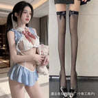 Blue + black bow socks / One size fits all