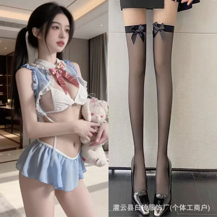 Bailing Christmas Pure Desire Lingerie Bunny Ear Uniform Set European and American Style Open-Crotch No-Removal Three-Point Pajamas.