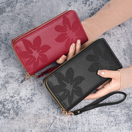 Antique Women's Double Zipper Wallet Large Capacity All-match Casual Long New Mobile Phone Bag Coin Purse Card Bag Multi-layer