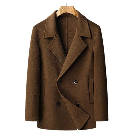 Autumn and Winter New Men's Handmade Double-Sided Woolen Outwear Double-Breasted Velvet Removable Liner Woolen Outwear Men's Outwear
