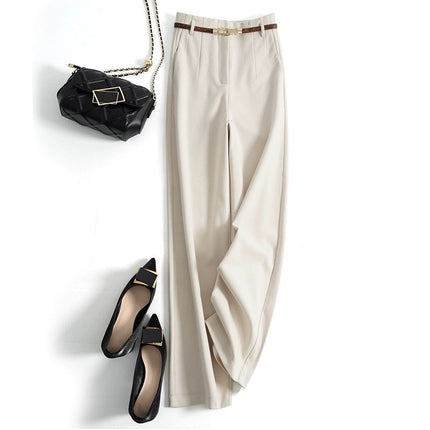Lazy Style Woolen Pants for Women, New Autumn and Winter Wide-Leg Pants, Long Straight-Leg Pants, Thickened Woolen Casual Pants for Women